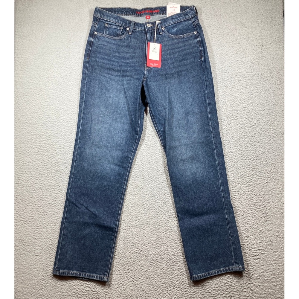 Lucky Brand Zoe High Rise Straight Jeans Women 12/31 L Blue Dark Wash Stretch